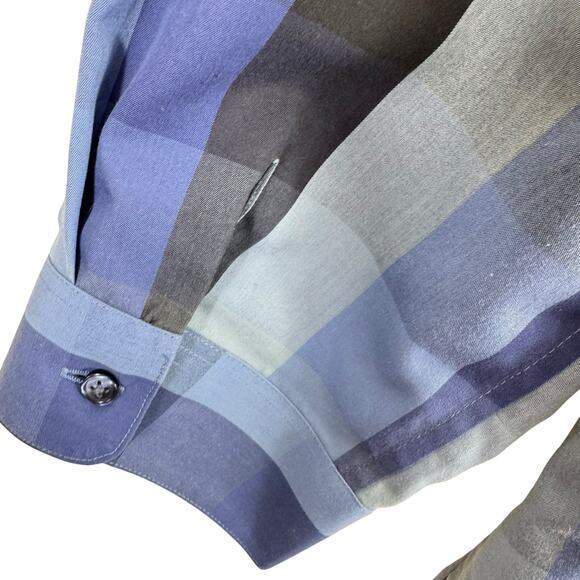 Coldwater Creek 100% Cotton Blue Plaid 3/4 Sleeve Collared Button Up Top Size 10 - Picture 3 of 6